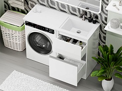 Misty Тумба с раковиной под стиральную машину Ингрид 120 R белая – фотография-4